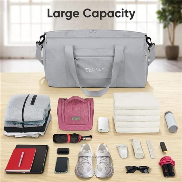 WATERPROOF Dufflebag with Shoe and Wet Clothes Compartments (Silver) - Picture 2 of 6